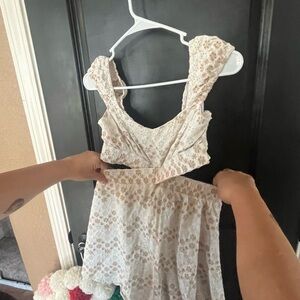 Sage Cream and Brown Textured Top